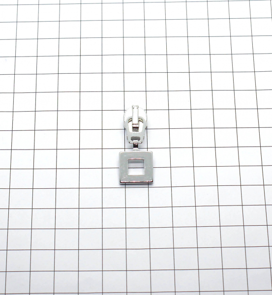 Automatik-Schieber mit Anhänger Quadrat silber